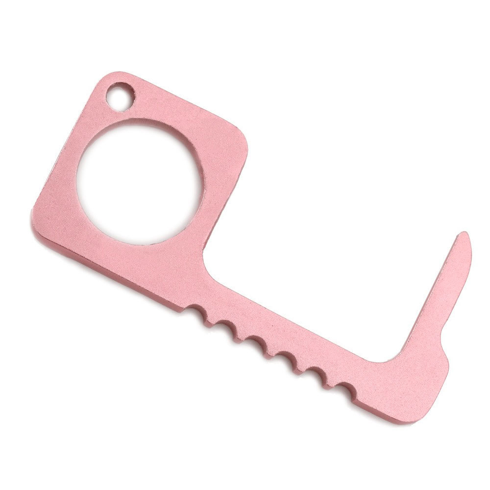 Metal Stamping Blanks No Touch Door Opener, Stampable, Aluminum, Rose Pink